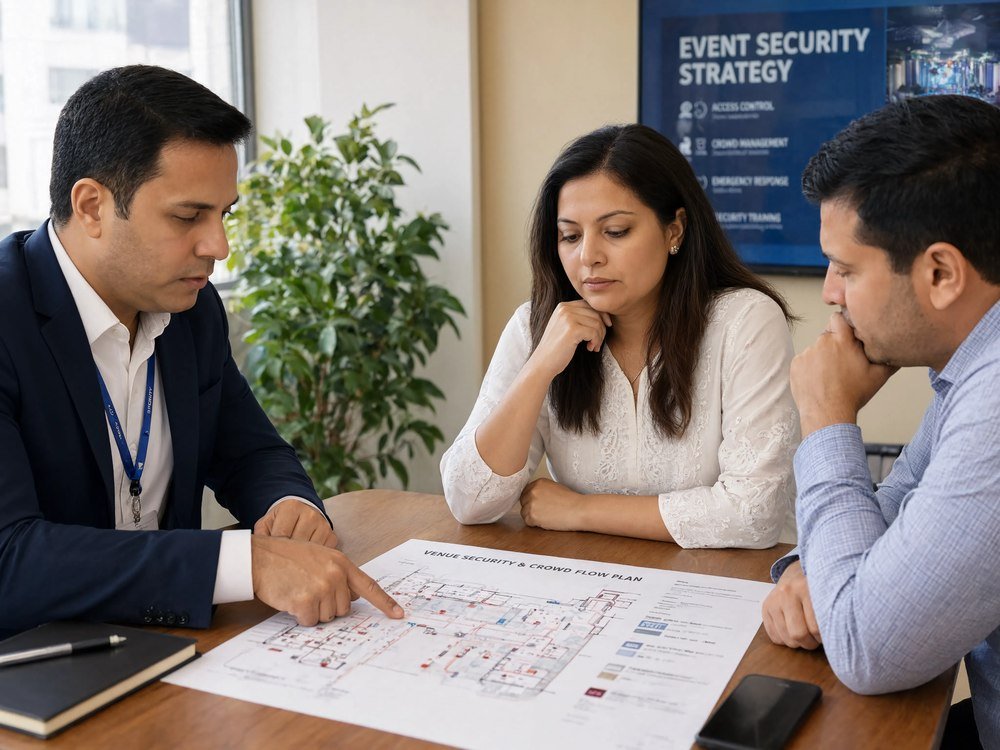 Bryte consultation with a client about event security