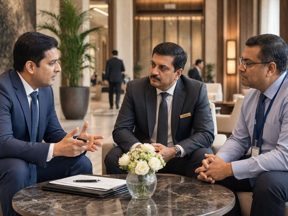 Bryte consultation with a client about hospitality and healthcare security