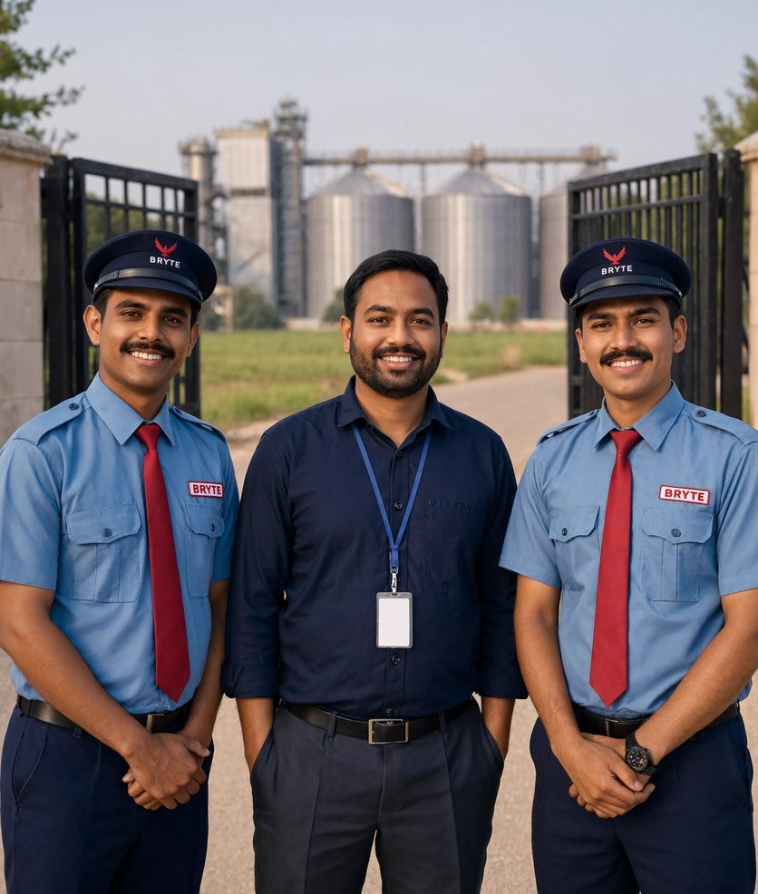 Bryte security and facility team at an agro-processing plant in India