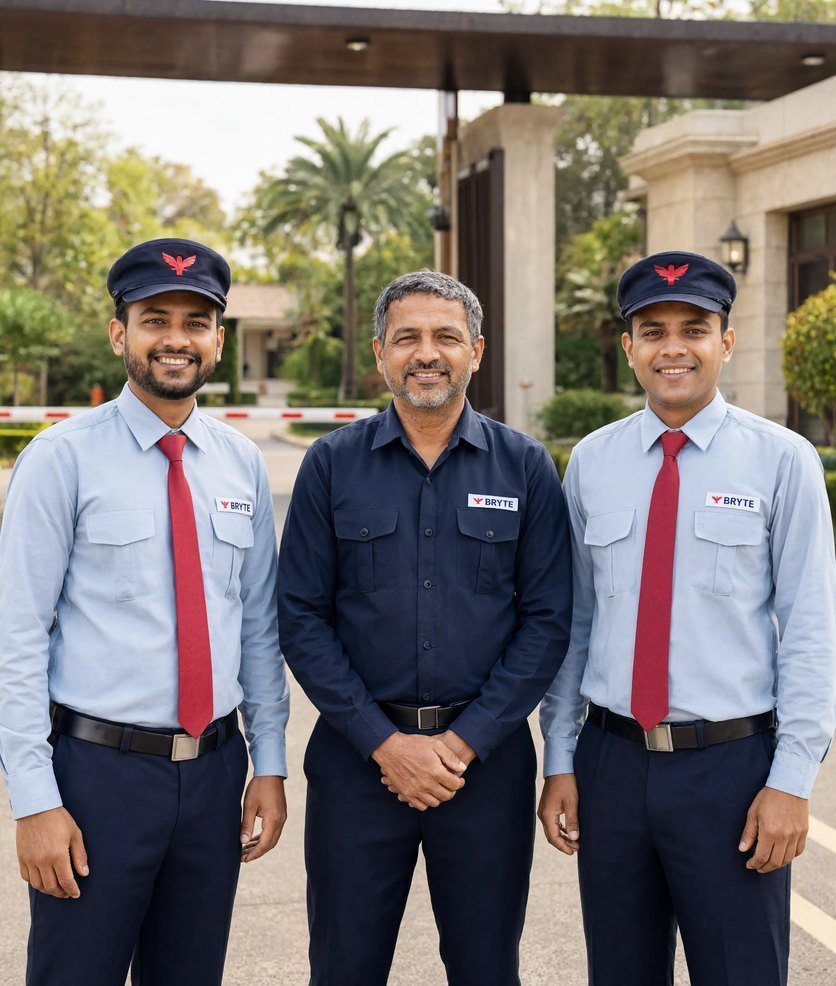 Bryte security and facility team at a gated community in India