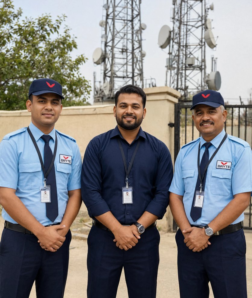 Bryte security and facility team at a telecom facility in India