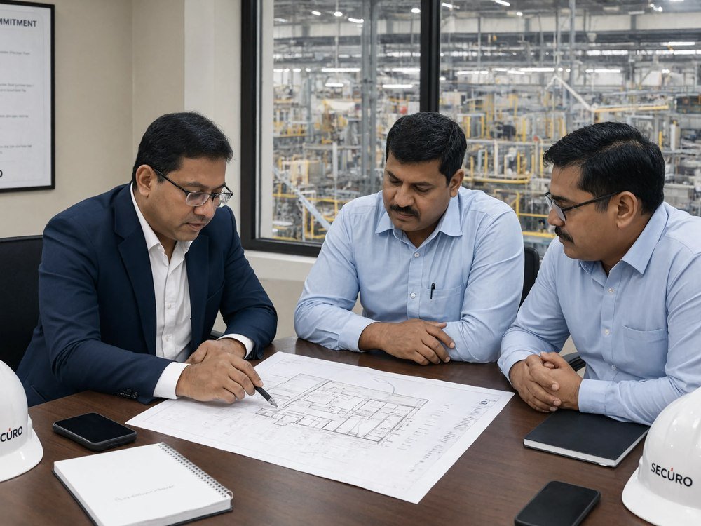 Bryte consultation with a client about industrial plant security