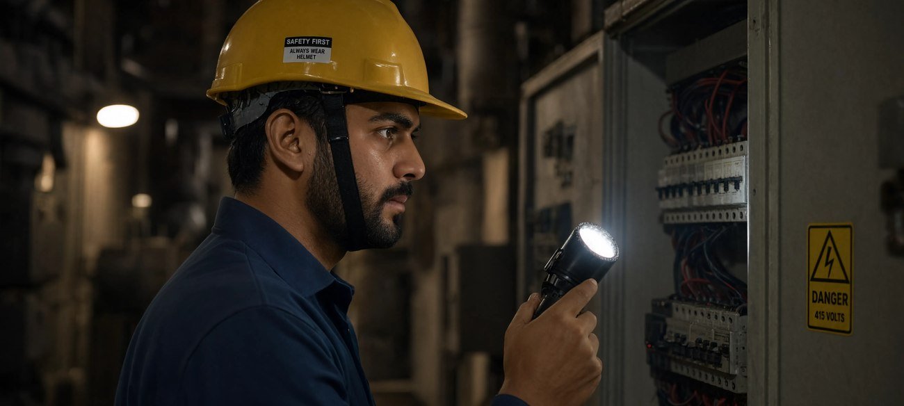 Bryte technical and engineering facility services team at work in the evening